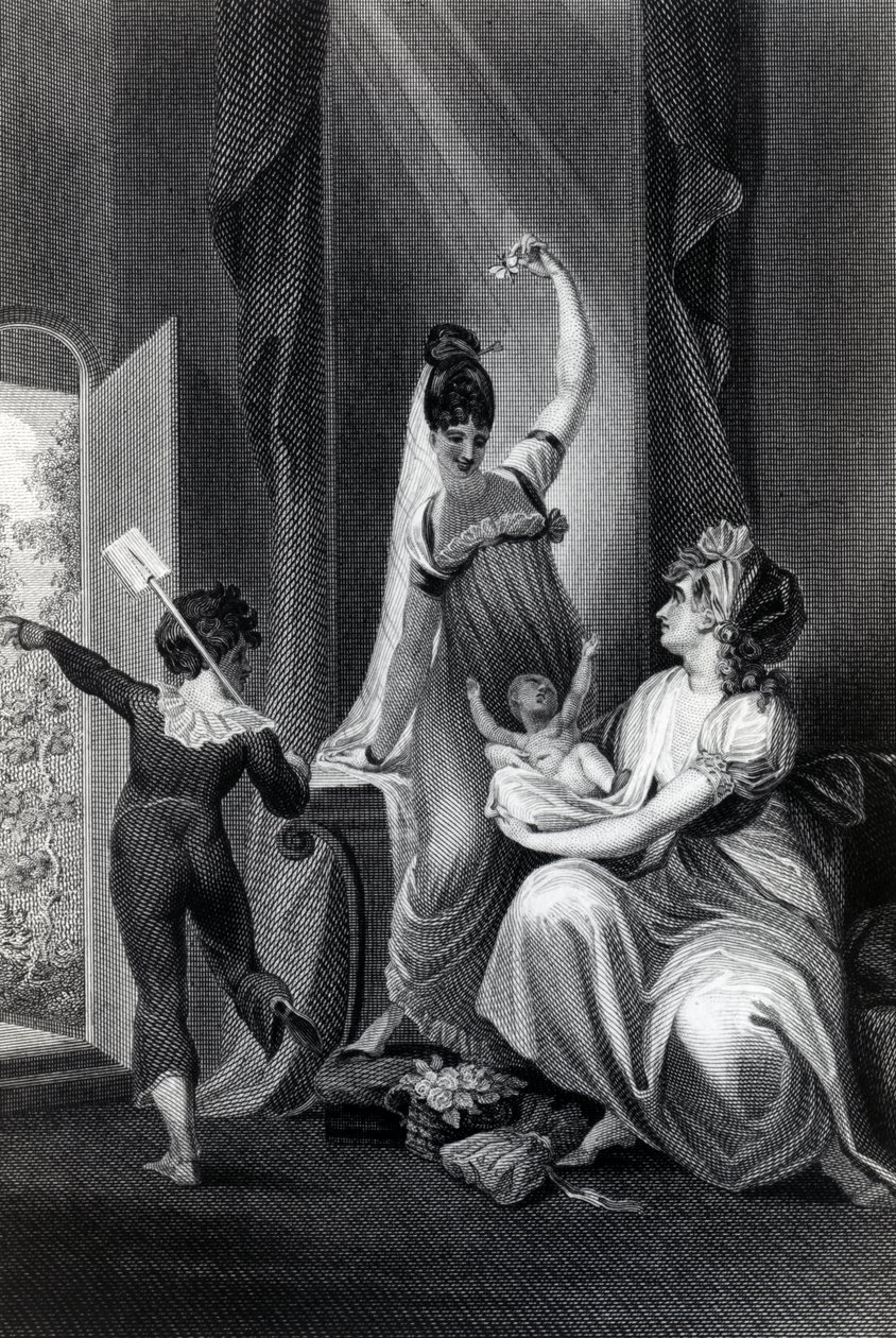 Egy anya családjával a vidéken, vésette Richard Rhodes, 1807 alkotó: Johann Heinrich Füssli