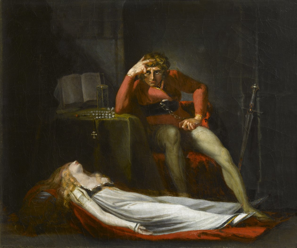 Az olasz udvar, vagy Ezzelier, Ravenna grófja Meduna holttestén töprengett, akit a Szentföldön való távolléte során ölt meg hűtlensége miatt, 1780 körül. alkotó: Johann Heinrich Füssli