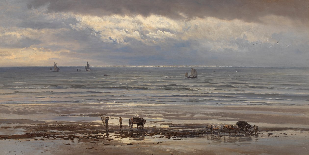 Hínárgyűjtők - Egy szürke reggel, 1874 alkotó: Henry Moore