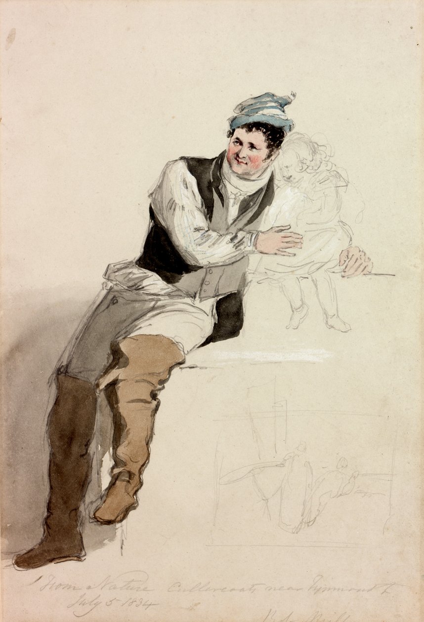 Bob Mills of Cullercoats, 1834 (ceruza és WC papíron) alkotó: Henry Perlee Parker