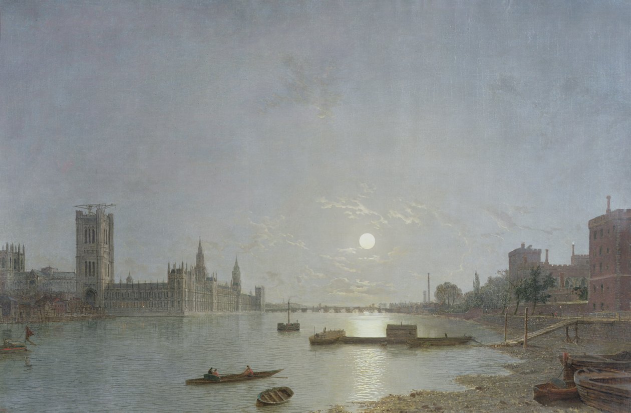 Westminster a Holdfényben, 1850 körül alkotó: Henry Pether