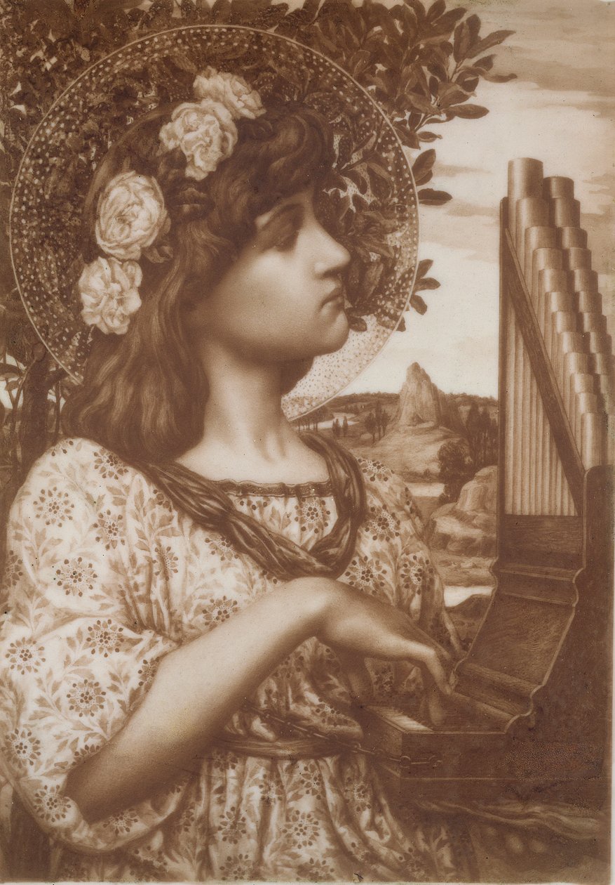 Szent Cecília, 1885 körül (olaj opálüvegen) alkotó: Henry Ryland
