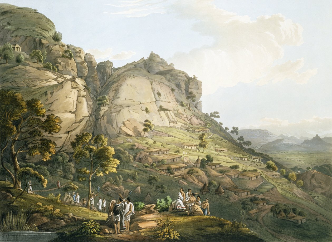 Abha városa Abesszíniában, metszet: J. Bluck (fl.1791-1831) 1809 (akvatinta) alkotó: Henry Salt