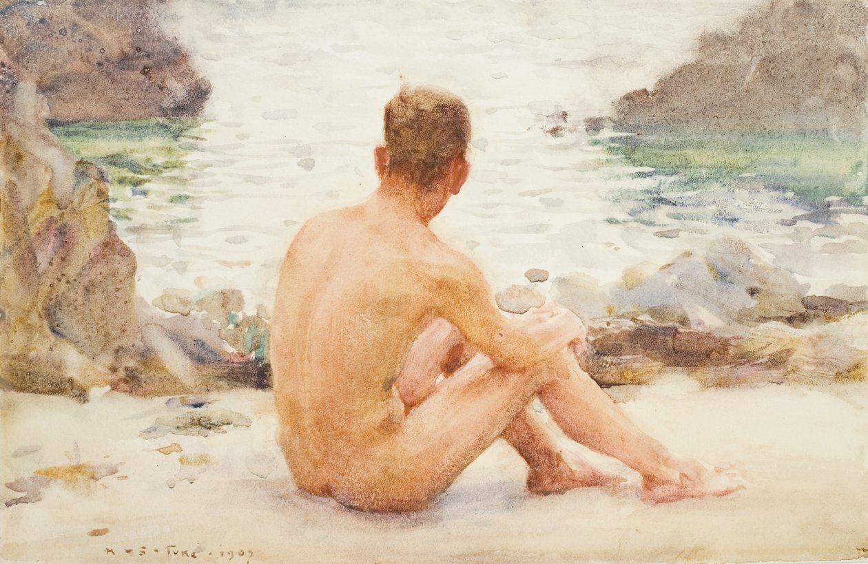 Charlie a homokon ül, 1907 alkotó: Henry Scott Tuke