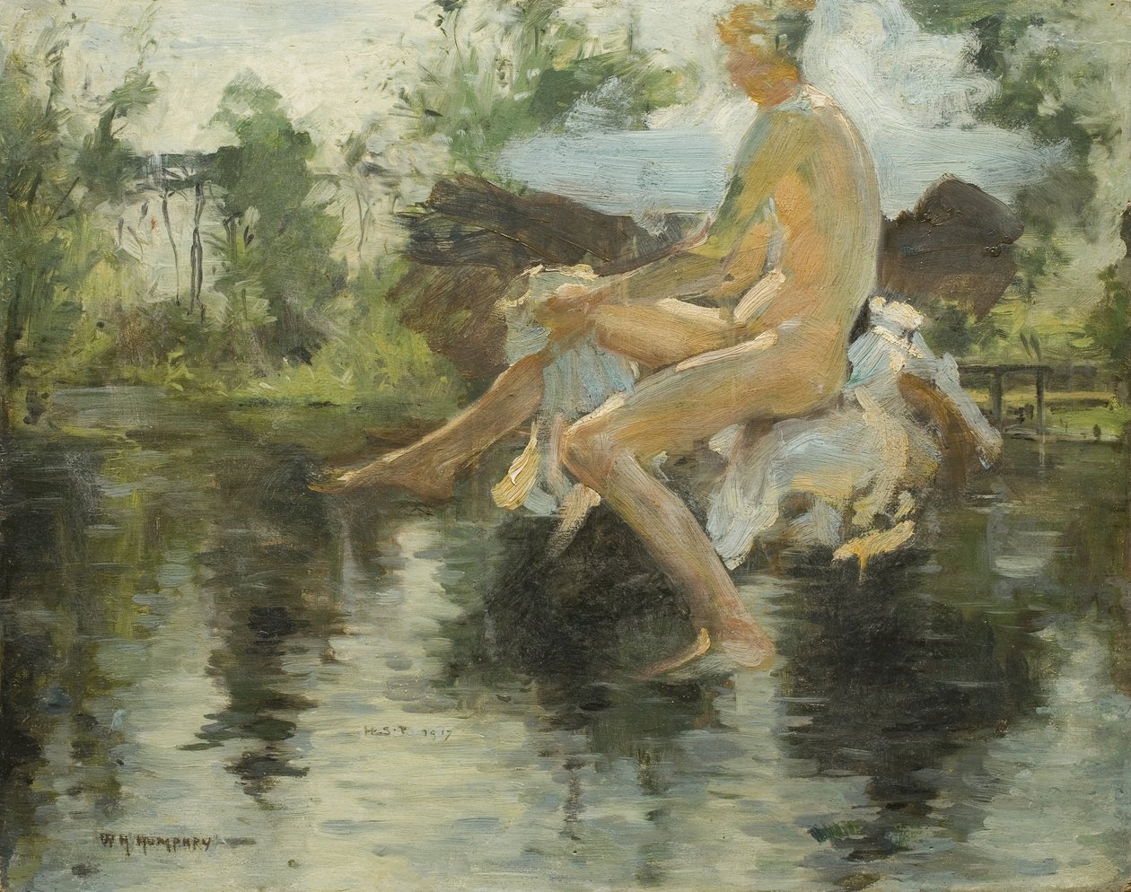 Egy ülő fiú vázlata, 1917 alkotó: Henry Scott Tuke