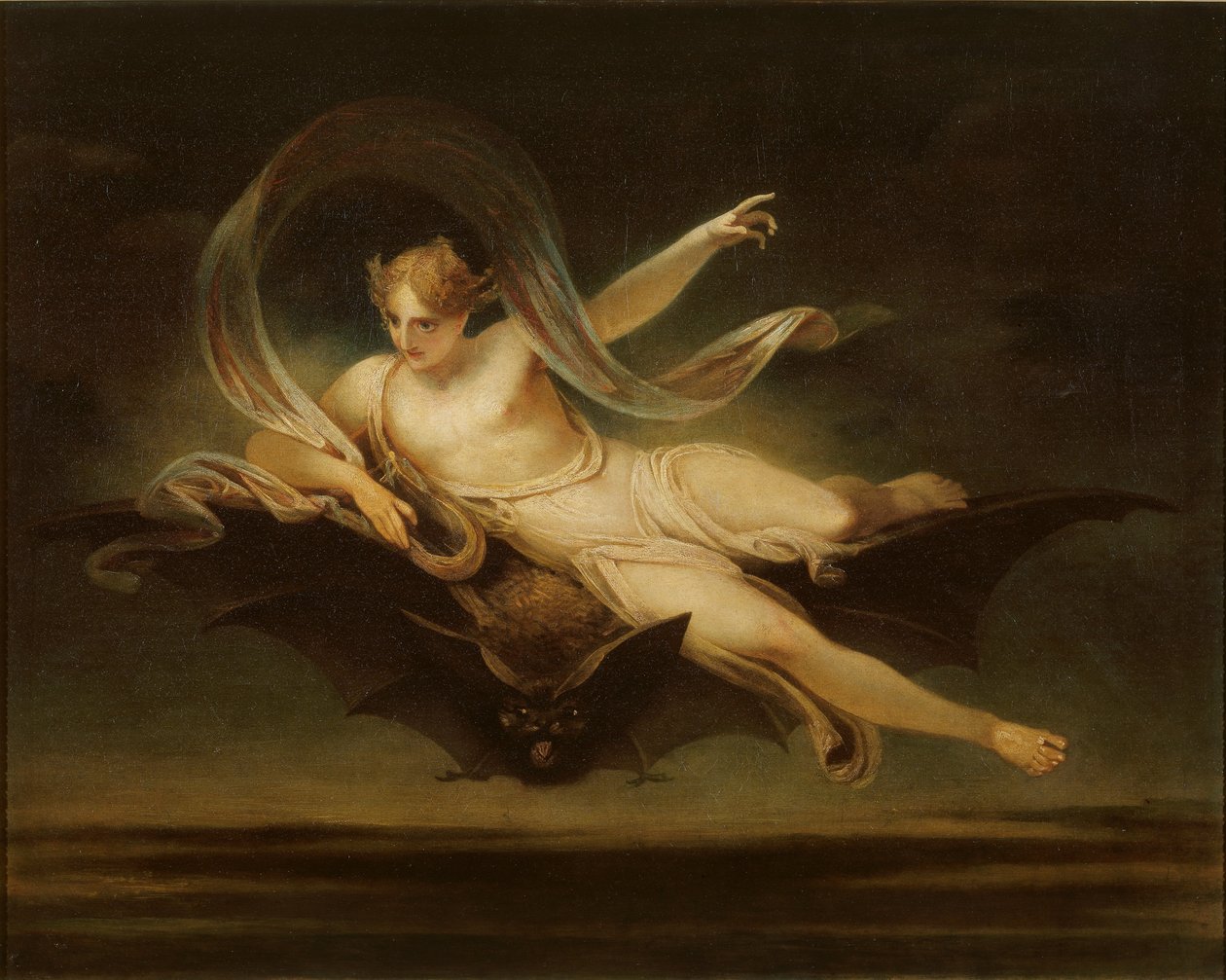 Ariel egy denevér hátán alkotó: Henry Singleton