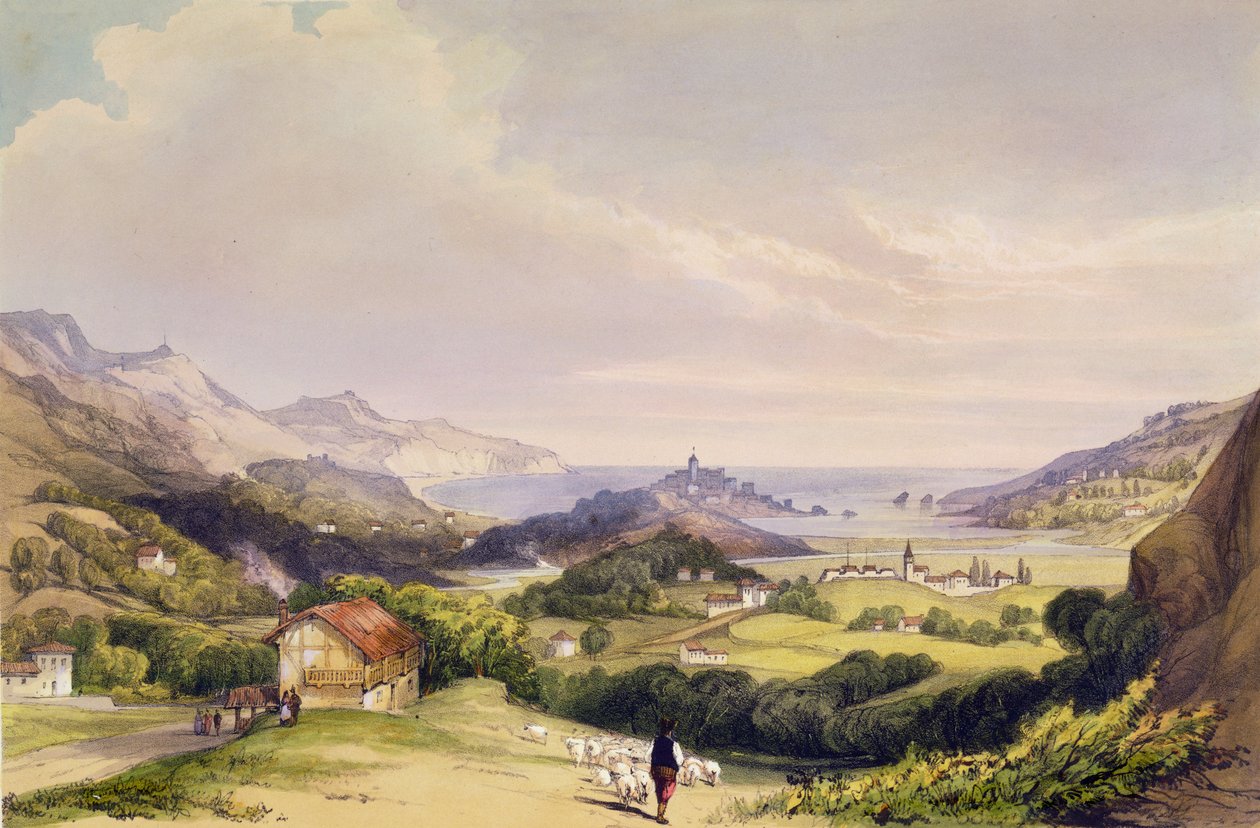 Carlist Fort El Parque Fuentarabiával és a Bidassoa torkolatával, 1838 alkotó: Henry Wilkinson
