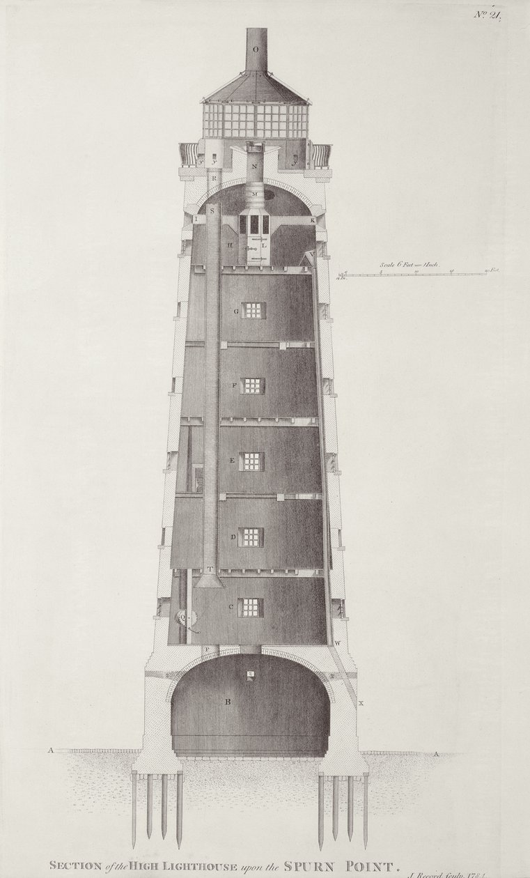 John Record által metszett Eddystone világítótorony (fl.1768-80), 1781 alkotó: Henry Winstanley