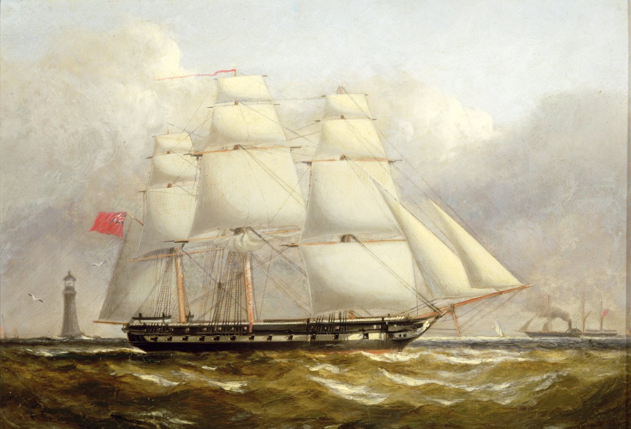 Egy fregatt az Eddystone világítótoronyról alkotó: Henry A. Luscombe