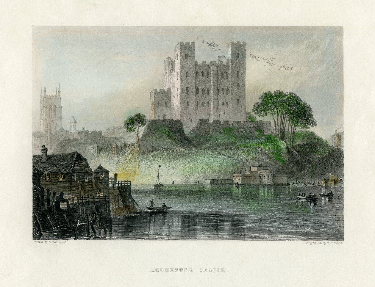 Rochester kastély, Kent, 19. század közepe. alkotó: Henry Adlard