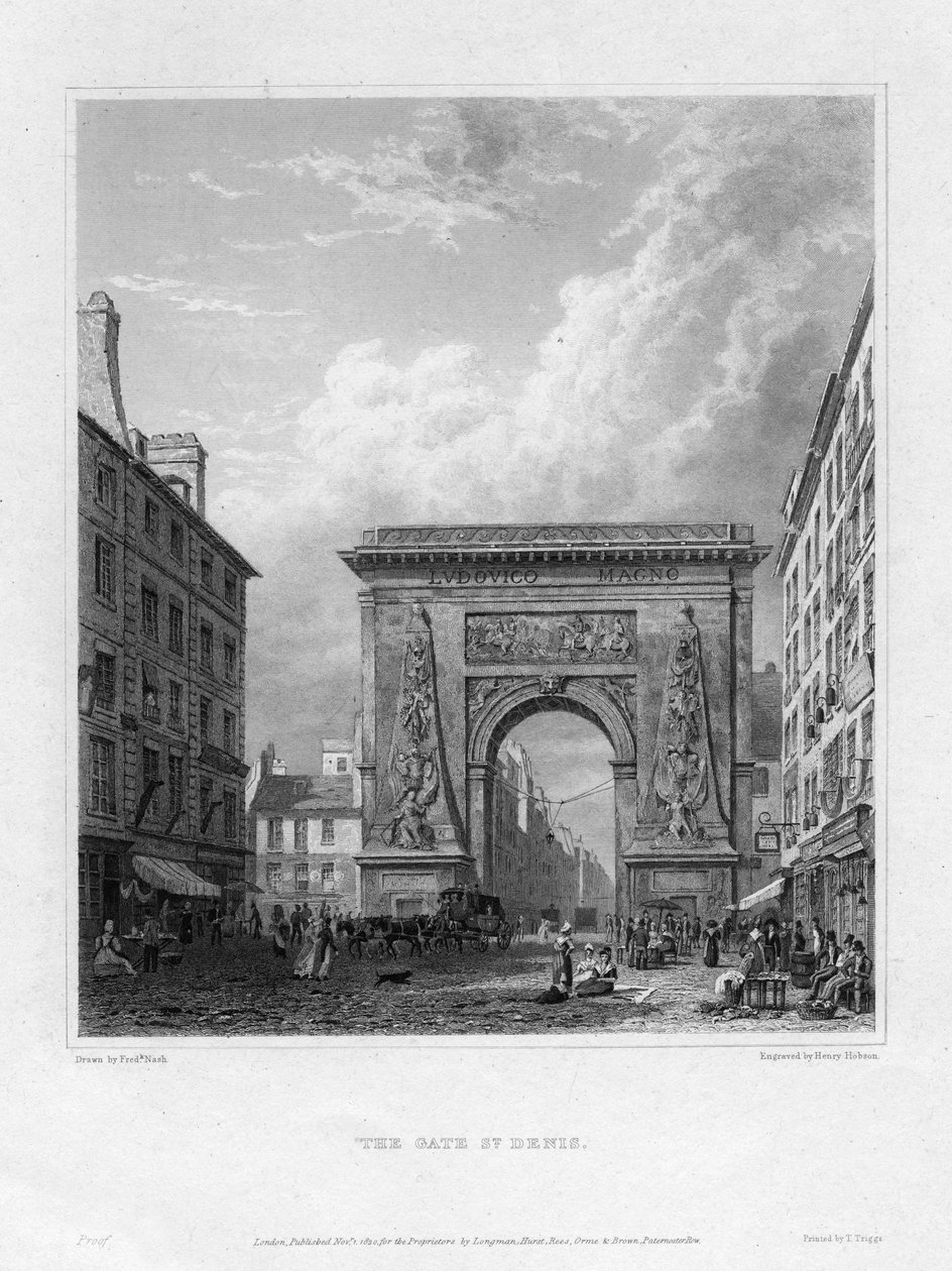 A Porte Saint-Denis, Párizs, Franciaország, 1820 alkotó: Henry Hobson