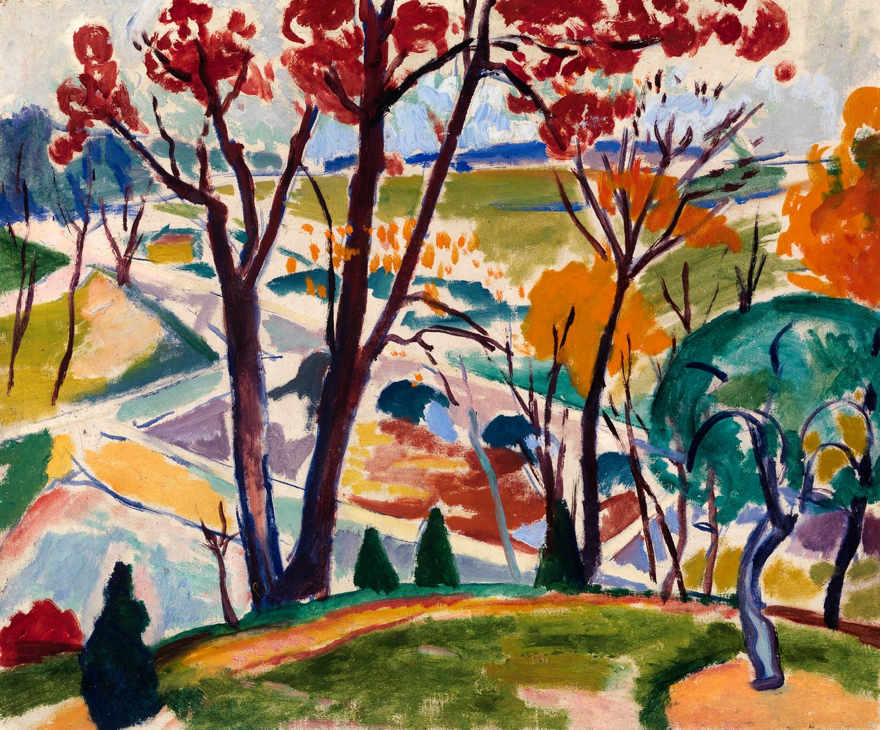 Táj, híd, Huntingdon Valley, kb. 1915-1916. alkotó: Henry Lyman Saÿen