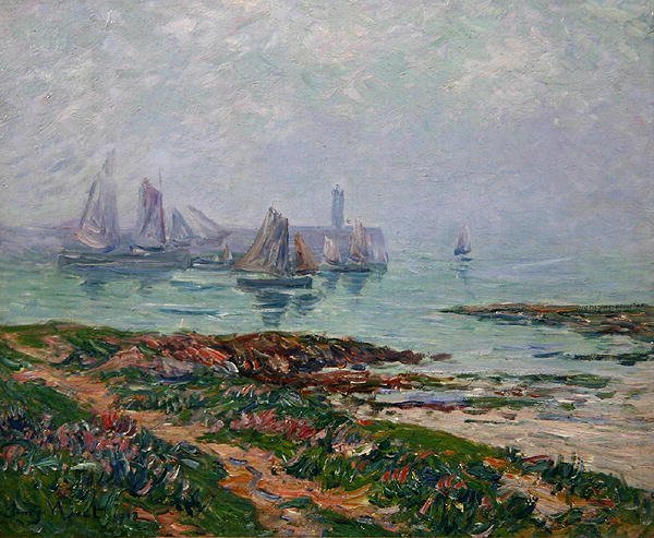 Tengerparti jelenet halászhajókkal alkotó: Henry Moret