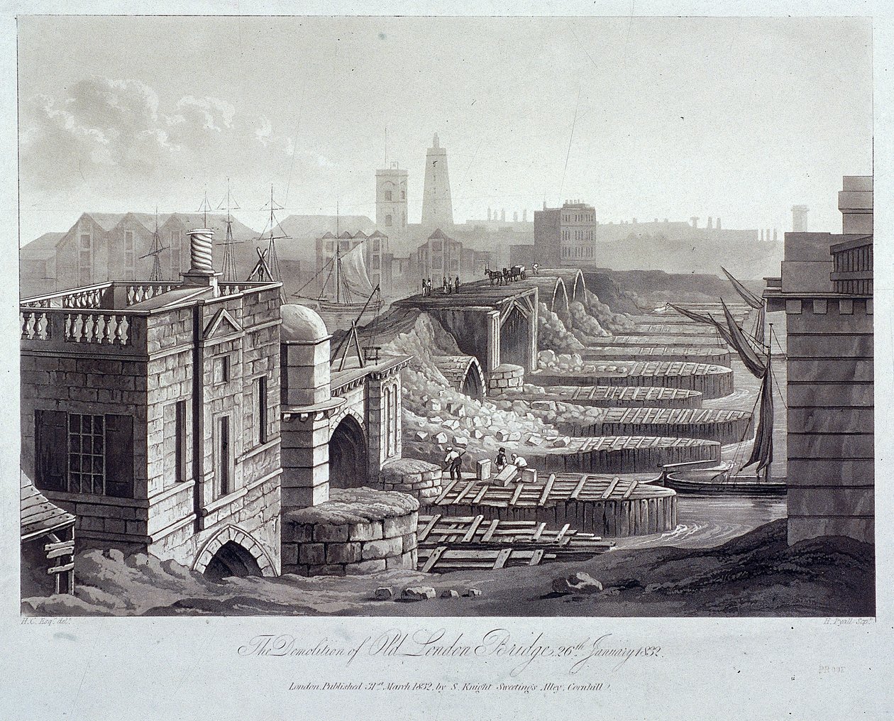 London Bridge régi, London, 1832 alkotó: Henry Pyall