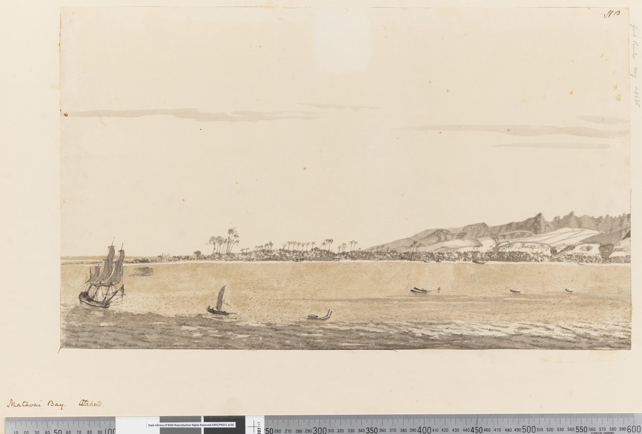 13. oldal Matavai-öböl, Otaheite, 1768-75 (wc) alkotó: Henry Roberts