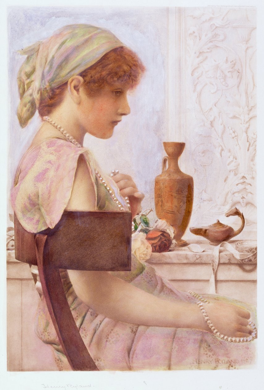 Girl with Pearls (wc a fotogravúr felett) alkotó: Henry Ryland
