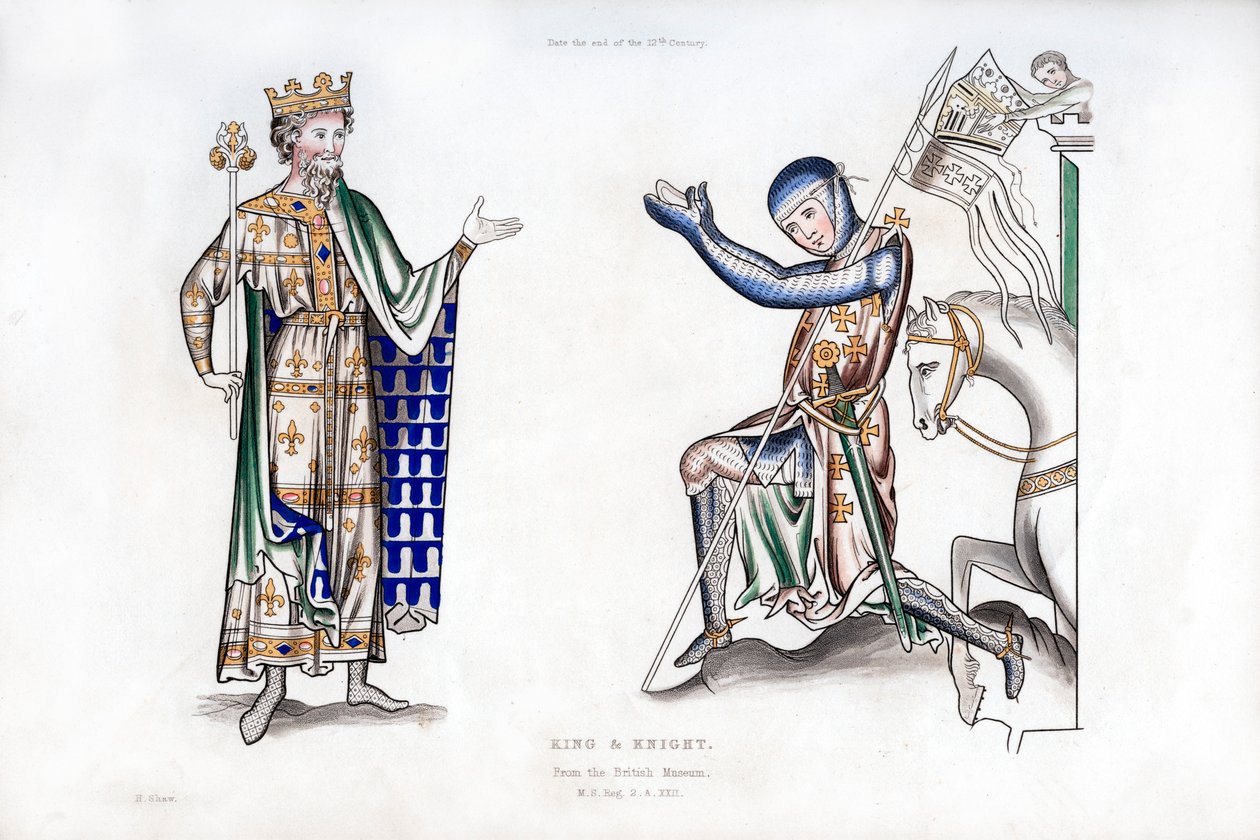 Király és lovag, 12. század vége, 1843. alkotó: Henry Shaw
