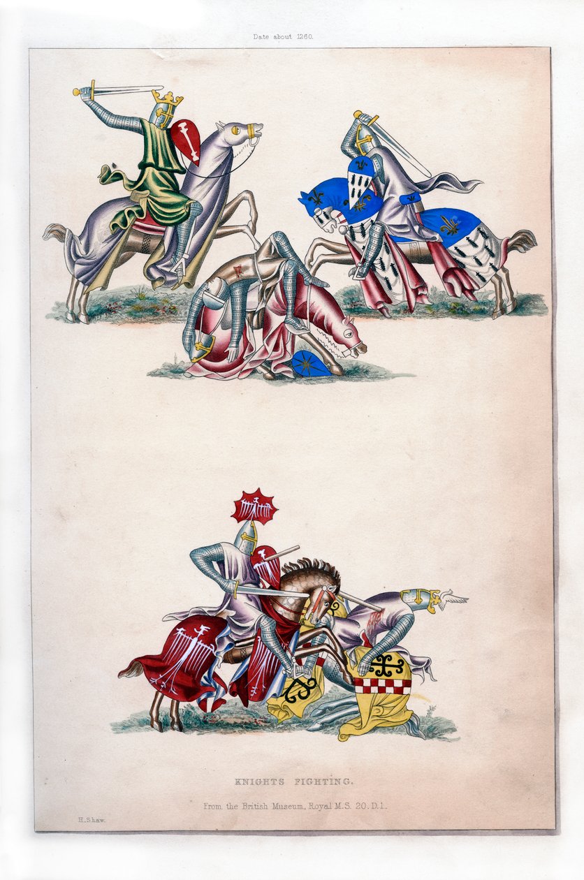 Lovagok harca, c1260, 1843. alkotó: Henry Shaw
