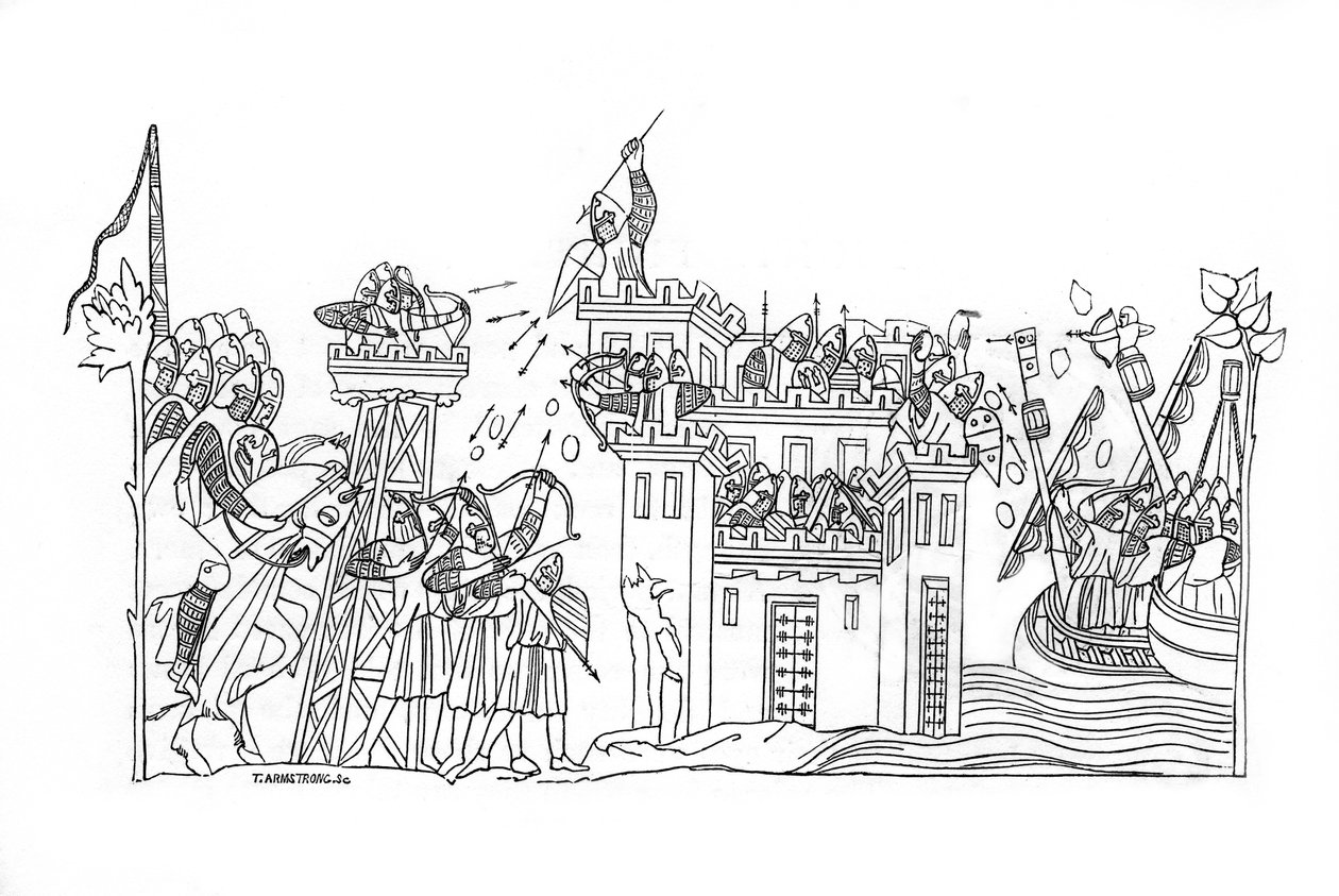 Ostromjelenet, c1260, 1843. alkotó: Henry Shaw