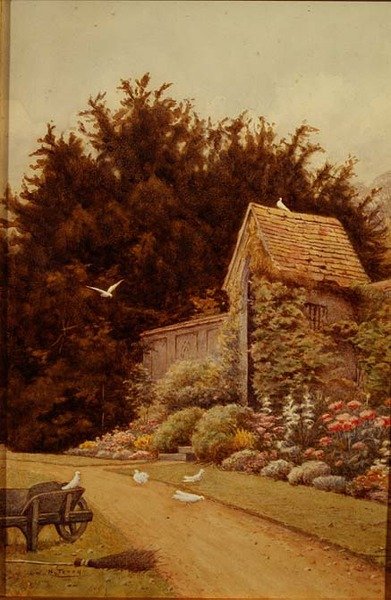 Egy régi kertes ház a Hartwell House -ban alkotó: Henry Terry