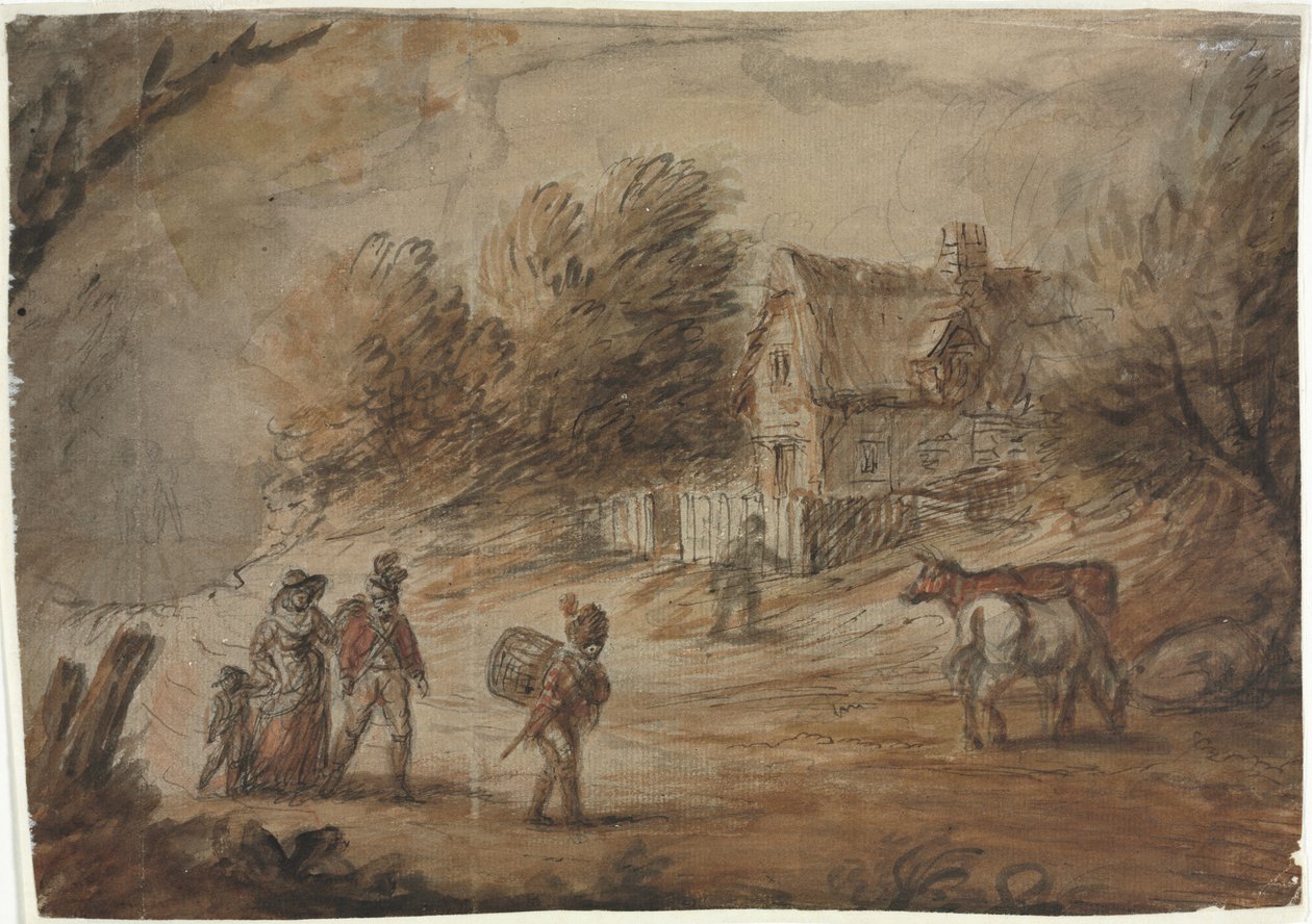 Vidéki jelenet katonákkal. alkotó: Henry William Bunbury