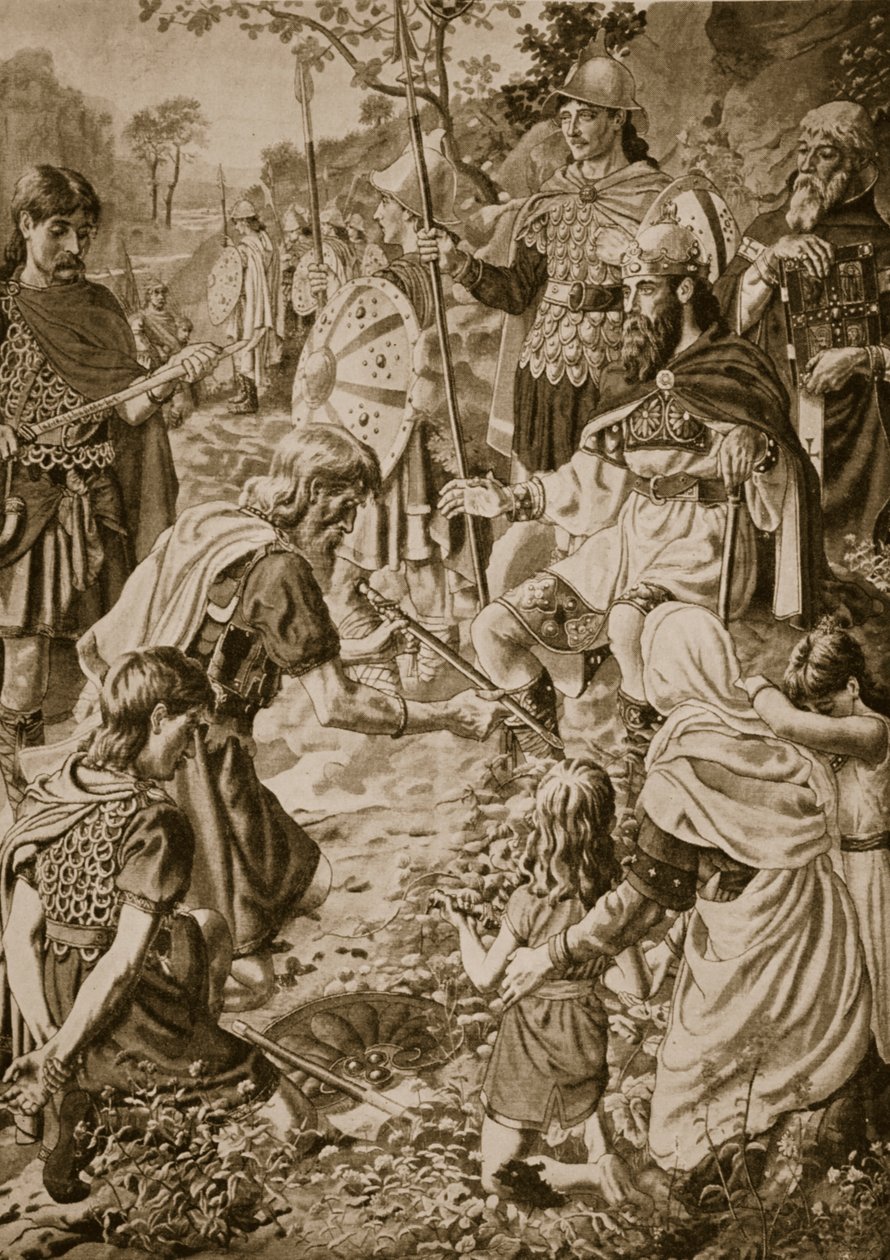 Guthrum behódolása Alfréd királynak alkotó: Herbert Alfred Bone
