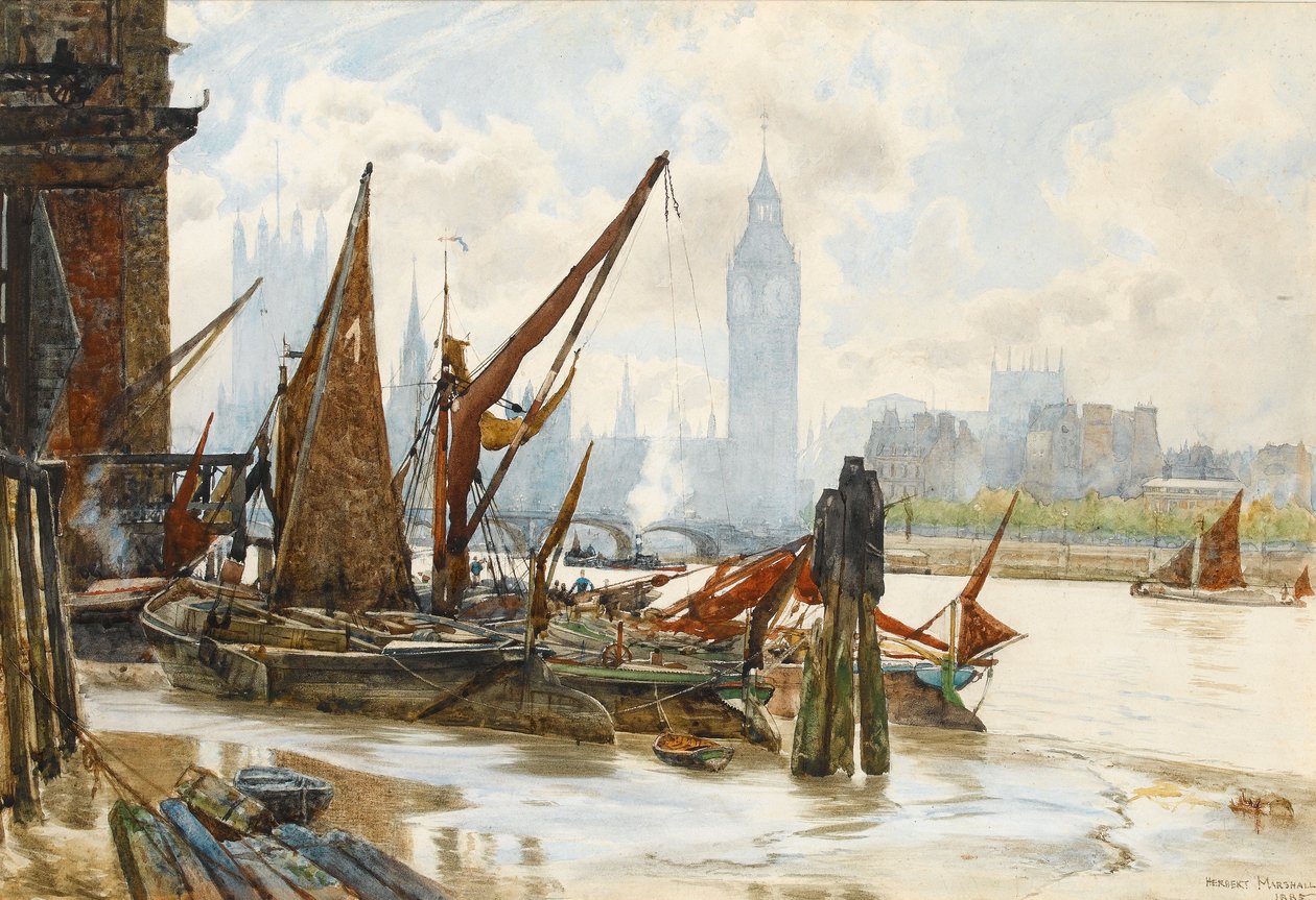 Westminster a déli partról, 1885 (wc papíron) alkotó: Herbert Menzies Marshall