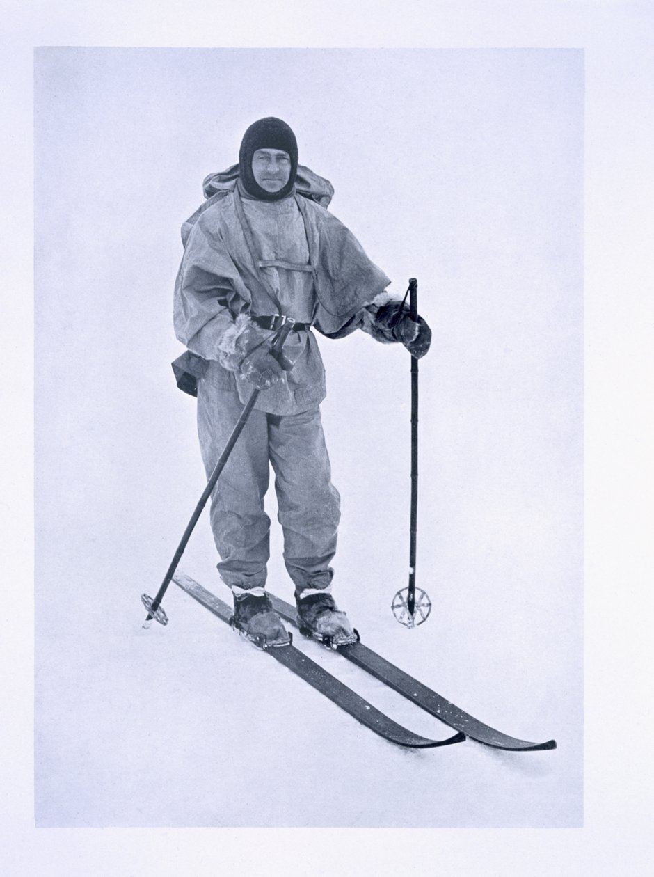 Scott kapitány (1868-1912) a sílécen a „Terra Nova” expedíció során (1910-13) a Déli-sarkra, 1911 alkotó: Herbert Ponting