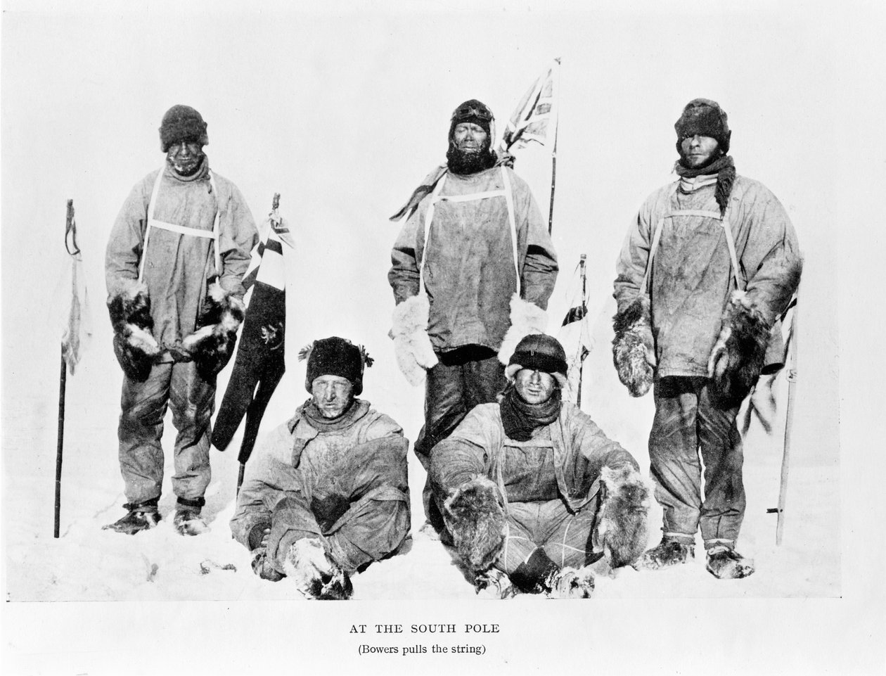 Scott, Wilson, Oates, Bowers és Evans a Déli-sarkon, 1912 (bw fotó) alkotó: Herbert Ponting