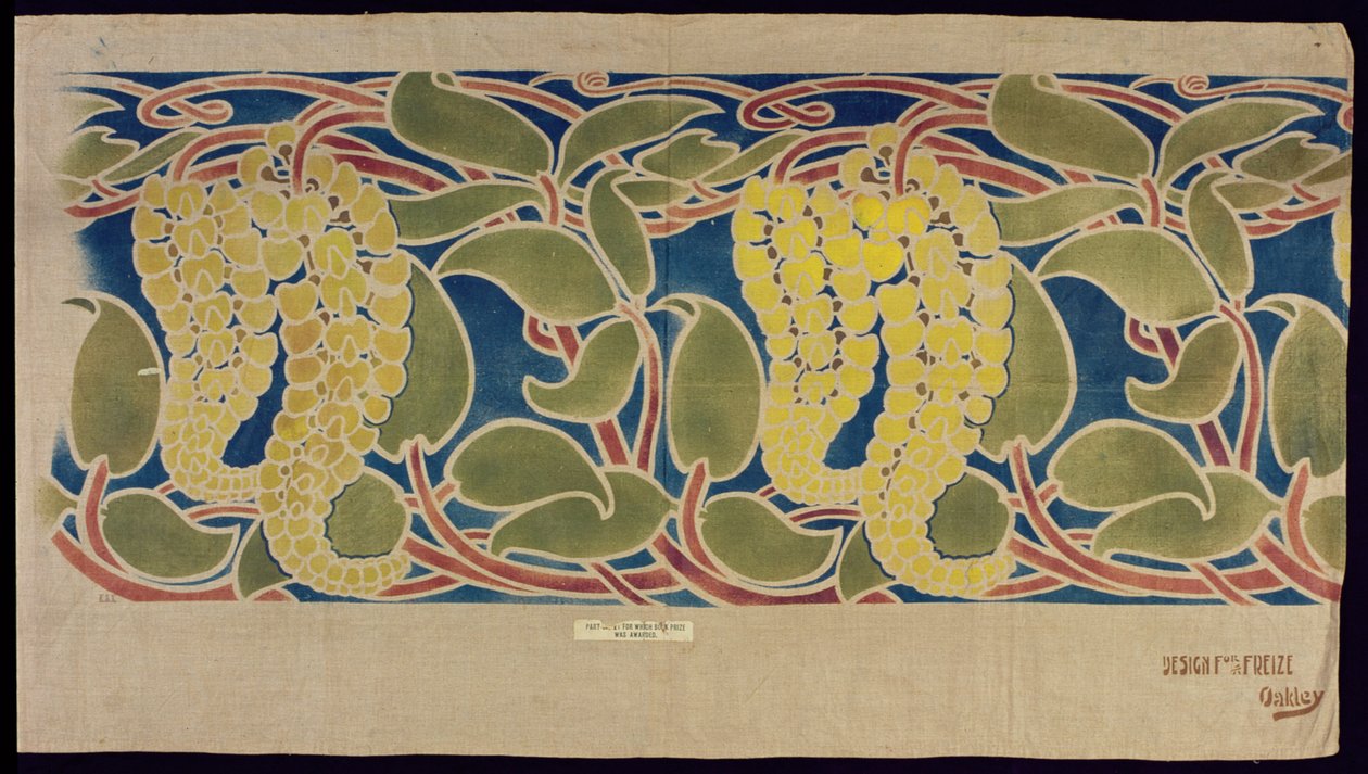 Stencilezett textilminta, 1896 körül alkotó: Herbert C. Oakley