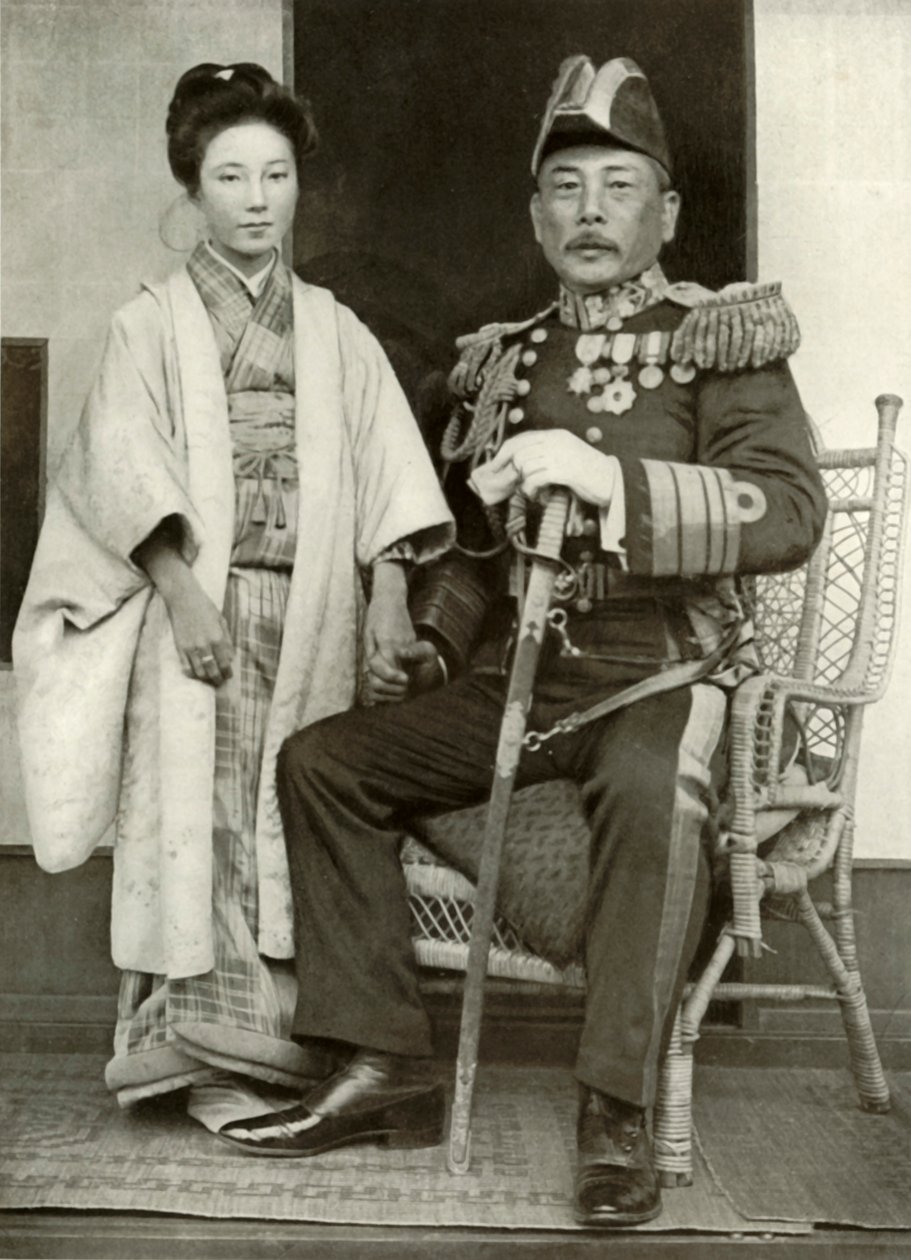 Kamimura admirális és lánya, Hoshiko, 1910. alkotó: Herbert Ponting
