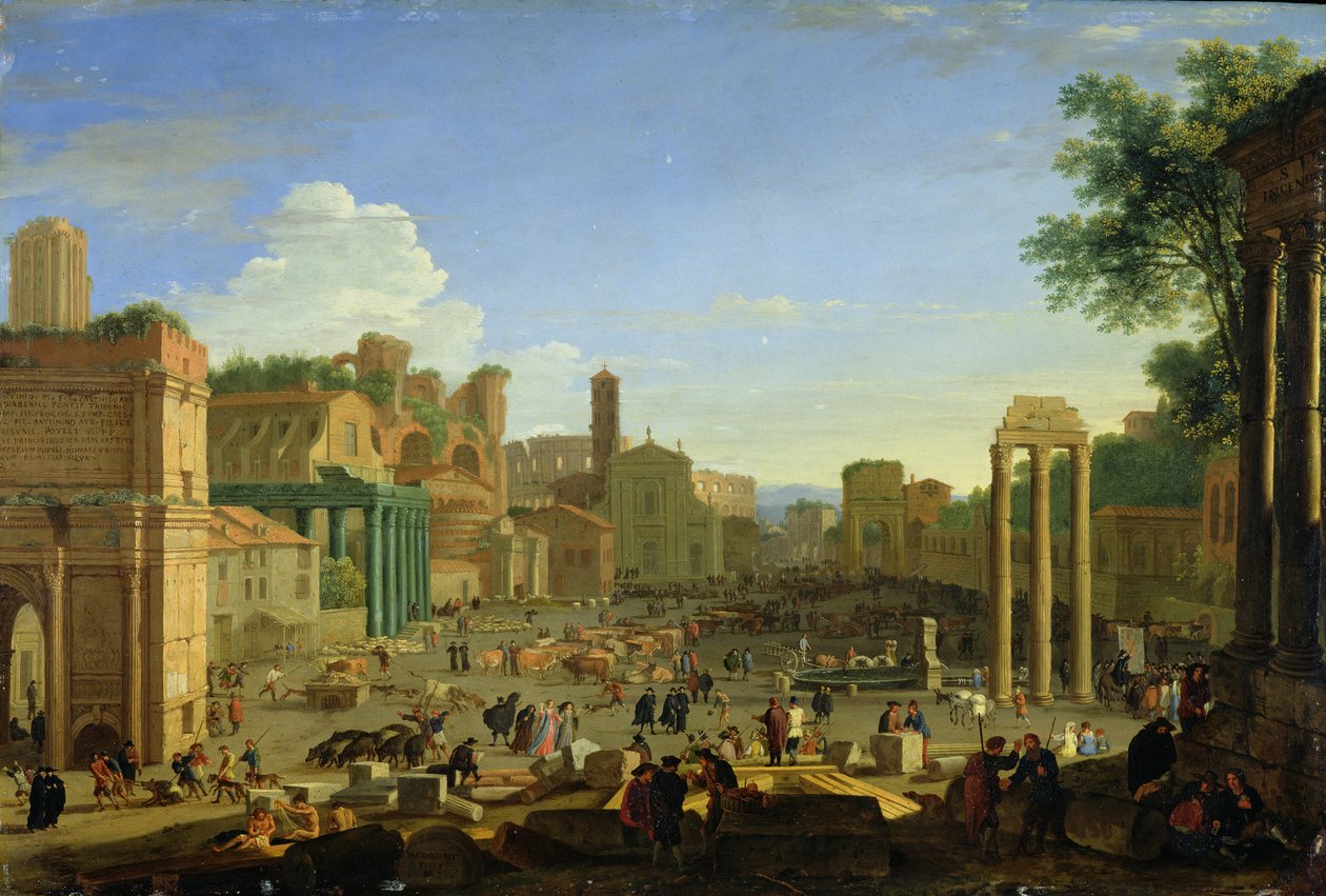 Kilátás a római Campo Vaccino-ra, 1631 körül (olaj, réz) alkotó: Herman van Swanevelt