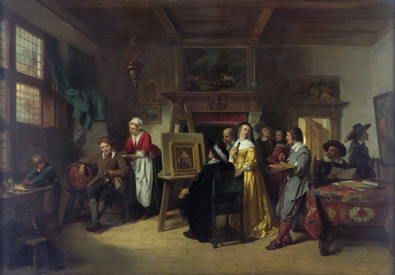Rembrandt (1606-69) Gabriel Metsu (1629-87) műtermébe látogat alkotó: Herman Frederick Carel Ten Kate