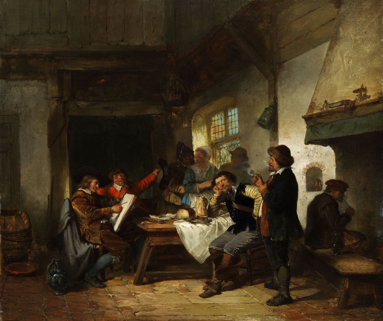 Festő egy fogadóban alkotó: Herman Frederick Carel Ten Kate