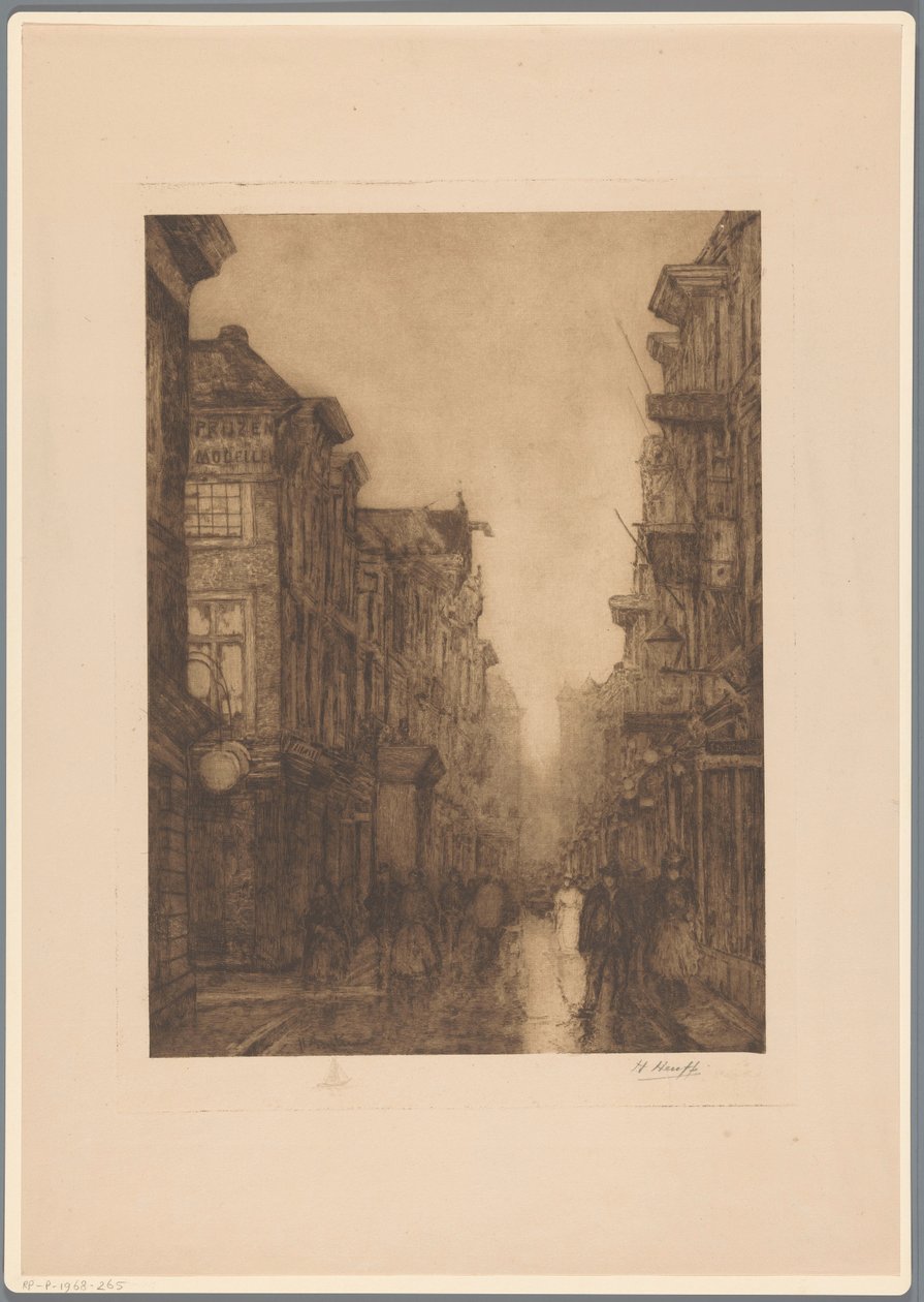 Spuistraat Hágában alkotó: Herman Heuff (signed by artist)