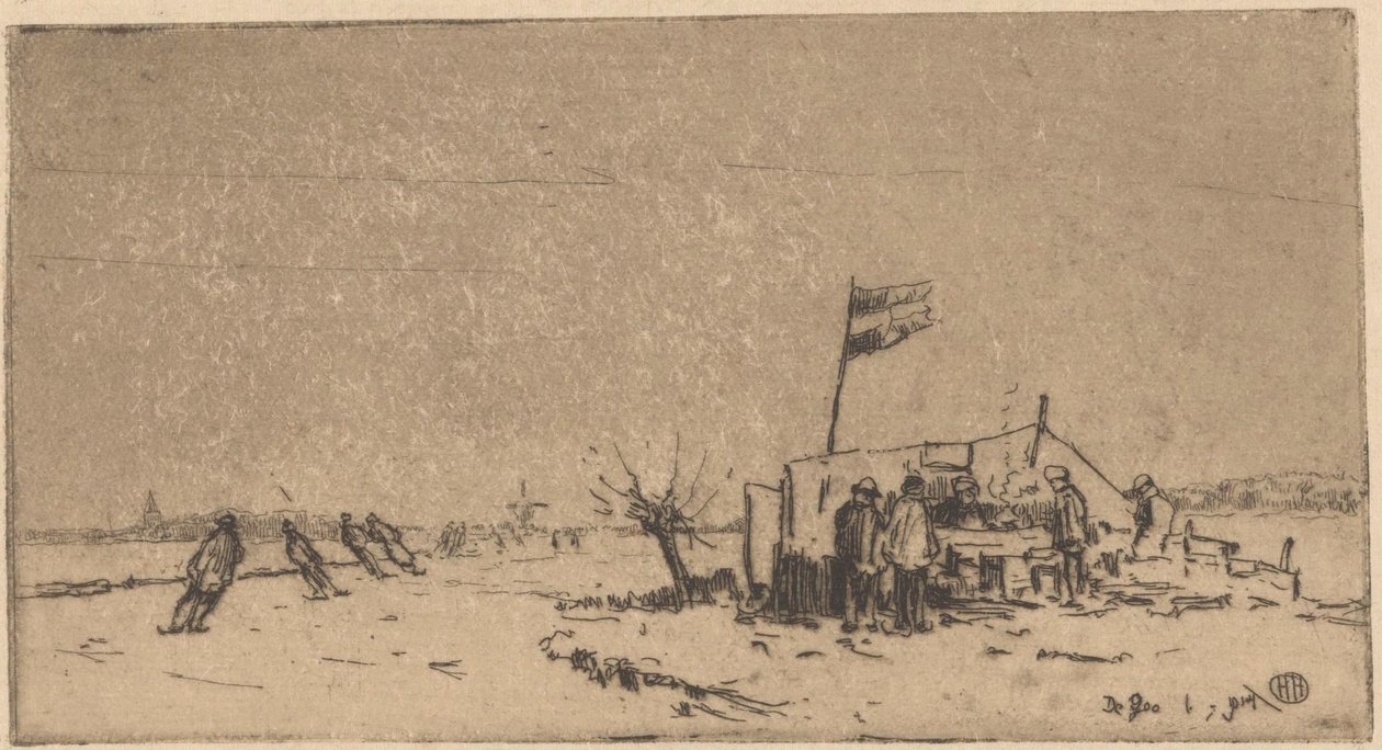 Téli táj korcsolyázókkal alkotó: Herman Heuff (signed by artist)