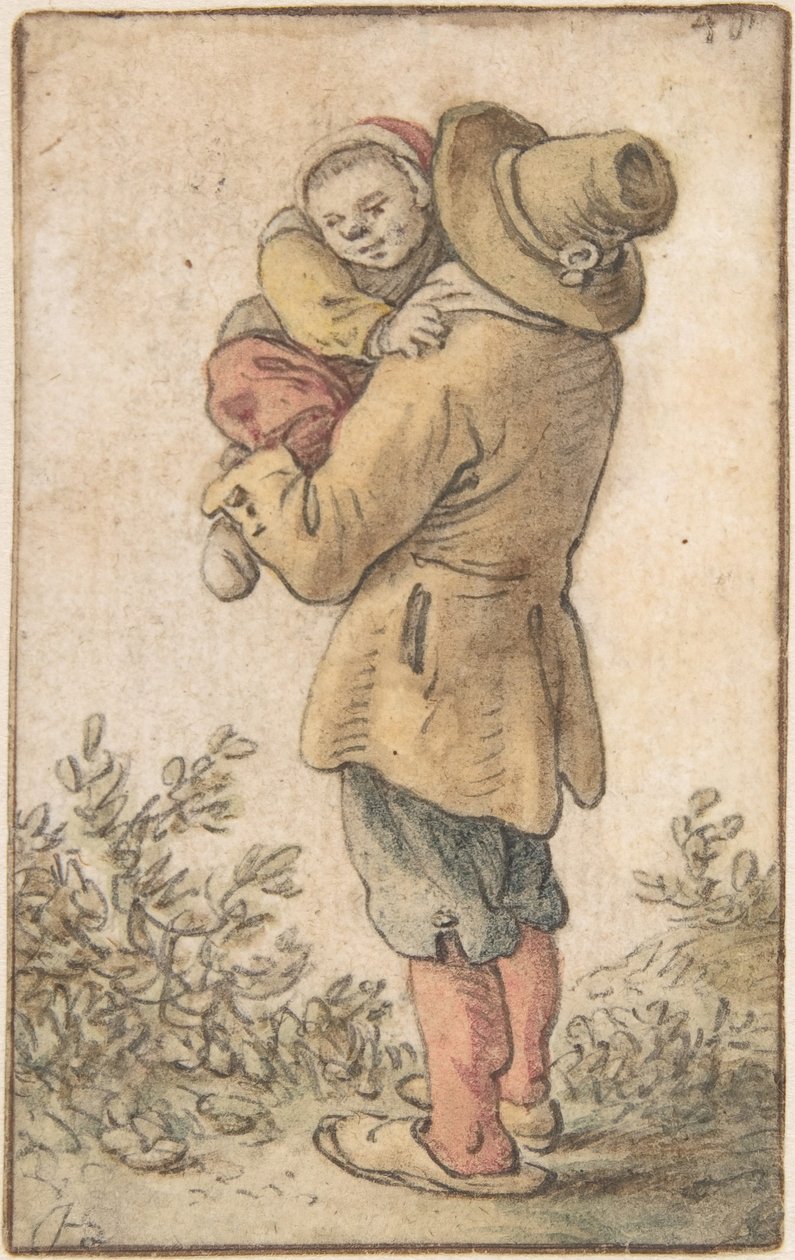 Paraszt gyermekkel, 17. század. alkotó: Herman Saftleven the Younger