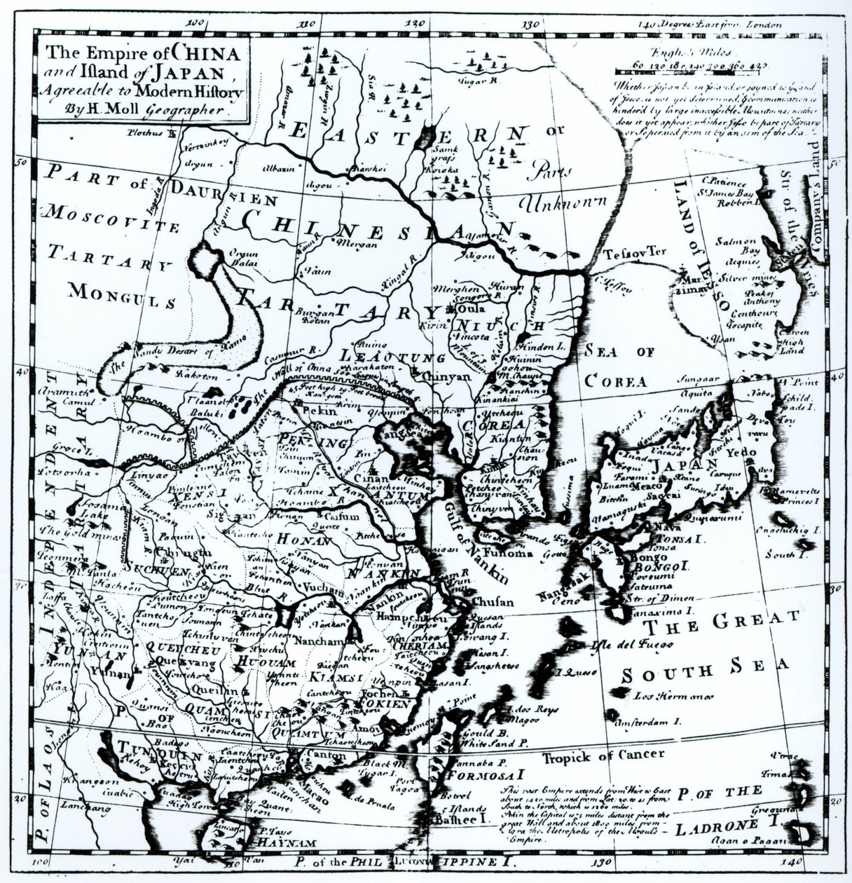 A Kínai Birodalom és a Japán-sziget, pub. Londonban alkotó: Hermann Moll