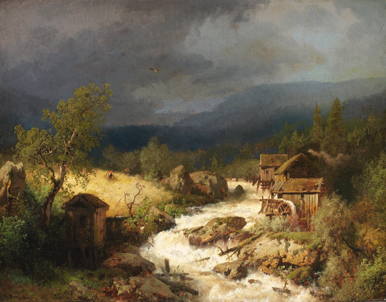Malom a Torrenten, 1871. alkotó: Hermann Herzog