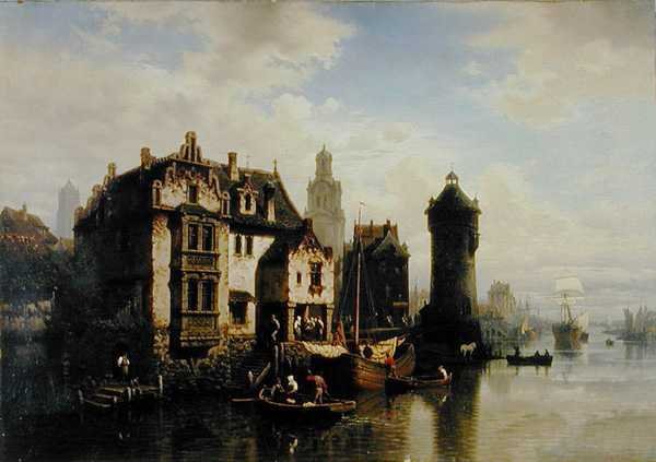 Rotterdam kilátása (olaj a panelen) alkotó: Hermann Meyerheim