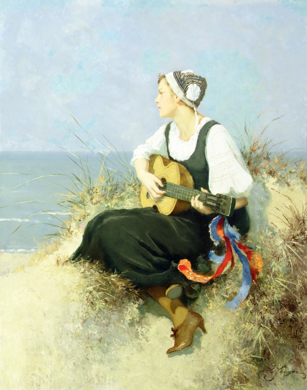 On the Beach (olaj, vászon) alkotó: Hermann Seeger