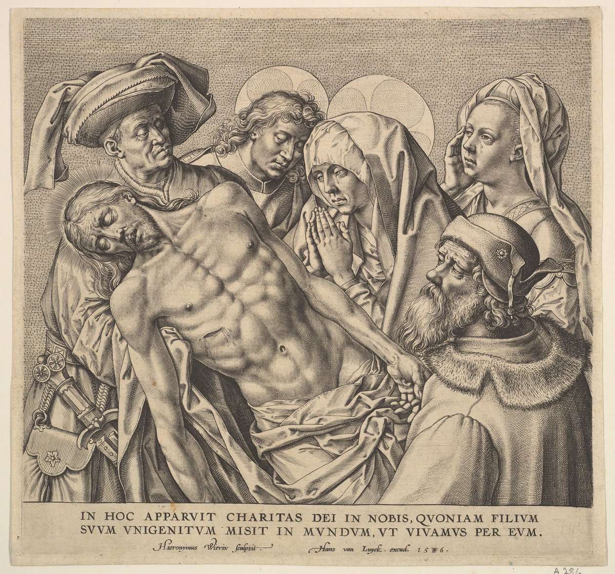 Krisztus testének viselése, 1586. alkotó: Hieronymous Wierix
