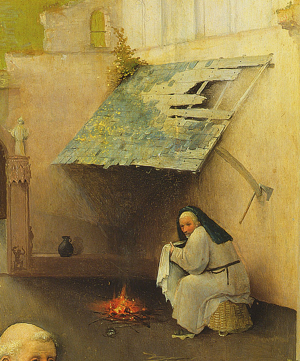 A mágusok imádása, egy háttérfigura részlete, 1510 olaj, panel 3427 részlet alkotó: Hieronymus Bosch