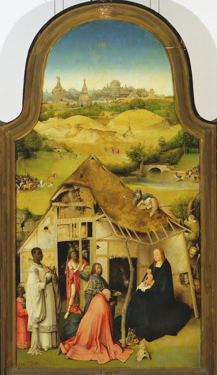 A Mágusok imádása, a központi panel részlete, 1510 olaj a panelen 3427 részlet alkotó: Hieronymus Bosch