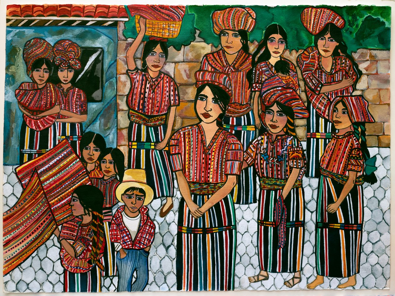 Guatemala Girls, Solola, 2023 (akvarell, papír) alkotó: Hilary Simon