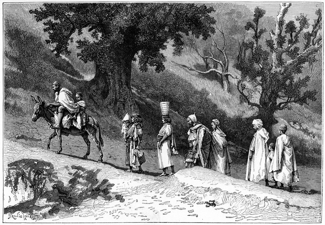 Kabil családi csoport utazás, Algéria, 1890 alkotó: Hildibrand