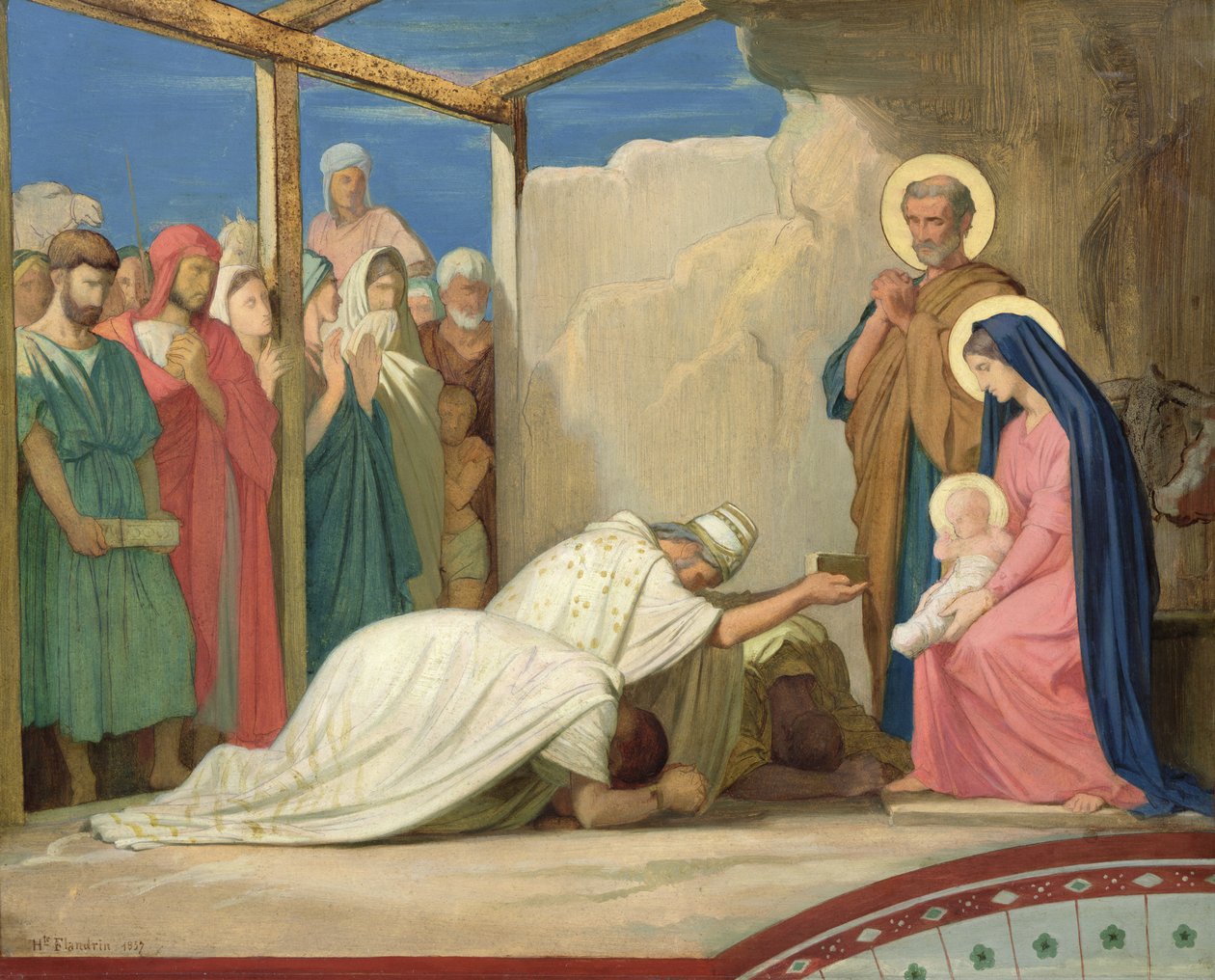 A mágusok imádása, 1857 (olaj, kártya) alkotó: Hippolyte Flandrin