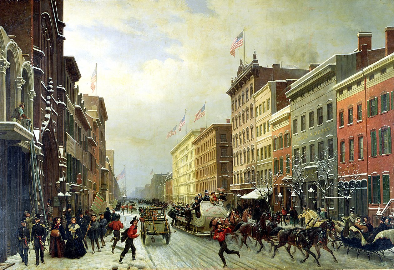 Utcai jelenet New Yorkban alkotó: Hippolyte Victor Valentin Sebron