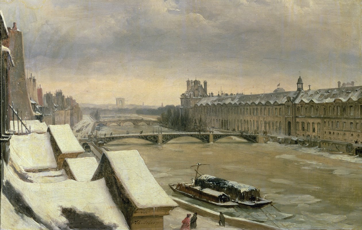 Kilátás a Louvre-ra télen alkotó: Hippolyte Victor Valentin Sebron