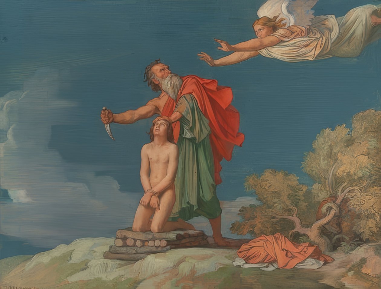 Izsák áldozata. 1860 alkotó: Hippolyte Flandrin